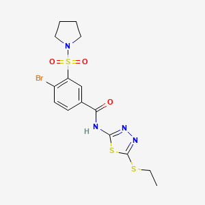 molecular formula C15H17BrN4O3S3 B4726358 4-bromo-N-[5-(ethylthio)-1,3,4-thiadiazol-2-yl]-3-(1-pyrrolidinylsulfonyl)benzamide 