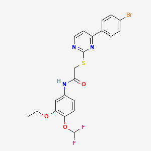 molecular formula C21H18BrF2N3O3S B4726378 2-{[4-(4-BROMOPHENYL)-2-PYRIMIDINYL]SULFANYL}-N~1~-[4-(DIFLUOROMETHOXY)-3-ETHOXYPHENYL]ACETAMIDE 