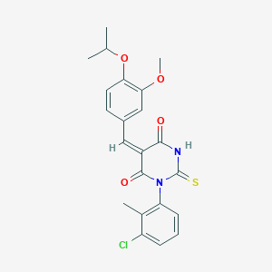 (5E)-1-(3-chloro-2-methylphenyl)-5-[3-methoxy-4-(propan-2-yloxy)benzylidene]-2-thioxodihydropyrimidine-4,6(1H,5H)-dione