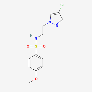 molecular formula C12H14ClN3O3S B4726475 N-[2-(4-chloro-1H-pyrazol-1-yl)ethyl]-4-methoxybenzenesulfonamide 