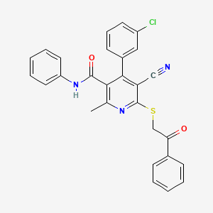 4-(3-chlorophenyl)-5-cyano-2-methyl-6-[(2-oxo-2-phenylethyl)thio]-N-phenylnicotinamide