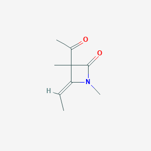 molecular formula C9H13NO2 B047266 2-Azetidinone, 3-acetyl-4-ethylidene-1,3-dimethyl-, (Z)-(9CI) CAS No. 118987-42-1