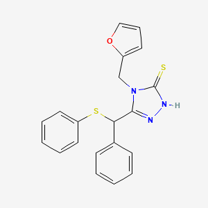 4-(furan-2-ylmethyl)-5-[phenyl(phenylsulfanyl)methyl]-4H-1,2,4-triazole-3-thiol