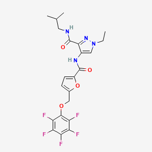 molecular formula C22H21F5N4O4 B4726642 1-ethyl-N-isobutyl-4-({5-[(pentafluorophenoxy)methyl]-2-furoyl}amino)-1H-pyrazole-3-carboxamide 