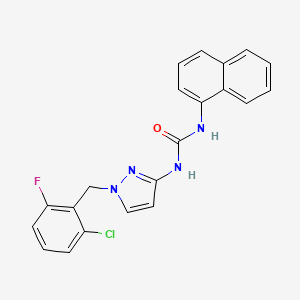 molecular formula C21H16ClFN4O B4726643 N-[1-(2-chloro-6-fluorobenzyl)-1H-pyrazol-3-yl]-N'-1-naphthylurea 