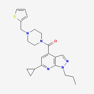 molecular formula C22H27N5OS B4726656 (6-CYCLOPROPYL-1-PROPYL-1H-PYRAZOLO[3,4-B]PYRIDIN-4-YL)[4-(2-THIENYLMETHYL)PIPERAZINO]METHANONE 