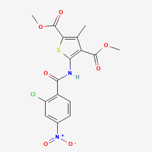 molecular formula C16H13ClN2O7S B4726668 dimethyl 5-[(2-chloro-4-nitrobenzoyl)amino]-3-methyl-2,4-thiophenedicarboxylate 