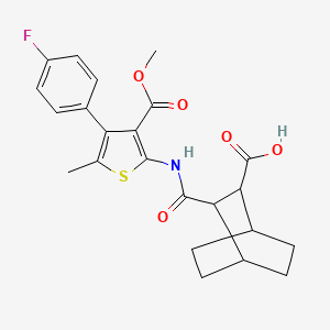 molecular formula C23H24FNO5S B4726682 3-({[4-(4-fluorophenyl)-3-(methoxycarbonyl)-5-methyl-2-thienyl]amino}carbonyl)bicyclo[2.2.2]octane-2-carboxylic acid 