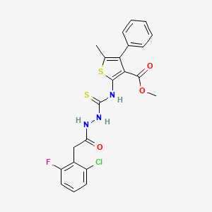 molecular formula C22H19ClFN3O3S2 B4726721 methyl 2-[({2-[(2-chloro-6-fluorophenyl)acetyl]hydrazino}carbonothioyl)amino]-5-methyl-4-phenyl-3-thiophenecarboxylate 