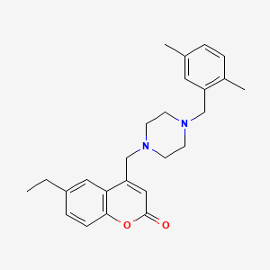 4-{[4-(2,5-dimethylbenzyl)-1-piperazinyl]methyl}-6-ethyl-2H-chromen-2-one