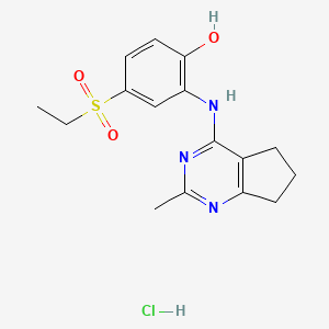 molecular formula C16H20ClN3O3S B4726755 4-ethylsulfonyl-2-[(2-methyl-6,7-dihydro-5H-cyclopenta[d]pyrimidin-4-yl)amino]phenol;hydrochloride 