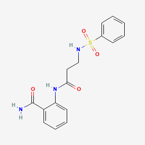 molecular formula C16H17N3O4S B4726761 2-{[N-(phenylsulfonyl)-beta-alanyl]amino}benzamide 