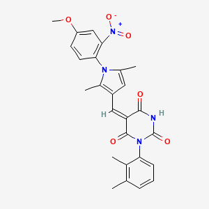 molecular formula C26H24N4O6 B4726768 1-(2,3-dimethylphenyl)-5-{[1-(4-methoxy-2-nitrophenyl)-2,5-dimethyl-1H-pyrrol-3-yl]methylene}-2,4,6(1H,3H,5H)-pyrimidinetrione 