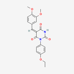 molecular formula C21H20N2O6 B4726850 5-(3,4-dimethoxybenzylidene)-1-(4-ethoxyphenyl)-2,4,6(1H,3H,5H)-pyrimidinetrione 