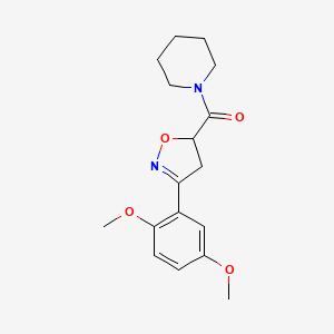 molecular formula C17H22N2O4 B4726870 1-{[3-(2,5-dimethoxyphenyl)-4,5-dihydro-5-isoxazolyl]carbonyl}piperidine 