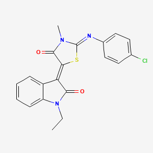 molecular formula C20H16ClN3O2S B4726929 3-{2-[(4-chlorophenyl)imino]-3-methyl-4-oxo-1,3-thiazolidin-5-ylidene}-1-ethyl-1,3-dihydro-2H-indol-2-one 