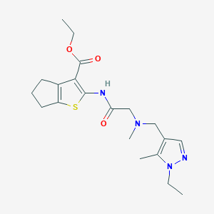 ethyl 2-({N-[(1-ethyl-5-methyl-1H-pyrazol-4-yl)methyl]-N-methylglycyl}amino)-5,6-dihydro-4H-cyclopenta[b]thiophene-3-carboxylate