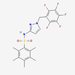 molecular formula C21H20F5N3O2S B4727070 2,3,4,5,6-pentamethyl-N-[1-(pentafluorobenzyl)-1H-pyrazol-3-yl]benzenesulfonamide 