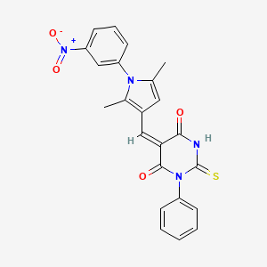 molecular formula C23H18N4O4S B4727111 5-{[2,5-dimethyl-1-(3-nitrophenyl)-1H-pyrrol-3-yl]methylene}-1-phenyl-2-thioxodihydro-4,6(1H,5H)-pyrimidinedione 