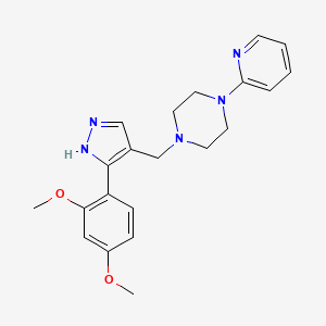 molecular formula C21H25N5O2 B4727121 1-{[3-(2,4-dimethoxyphenyl)-1H-pyrazol-4-yl]methyl}-4-(2-pyridinyl)piperazine 