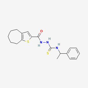 N-(1-phenylethyl)-2-(5,6,7,8-tetrahydro-4H-cyclohepta[b]thien-2-ylcarbonyl)hydrazinecarbothioamide