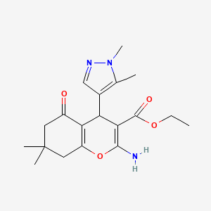 molecular formula C19H25N3O4 B4727232 ethyl 2-amino-4-(1,5-dimethyl-1H-pyrazol-4-yl)-7,7-dimethyl-5-oxo-5,6,7,8-tetrahydro-4H-chromene-3-carboxylate 