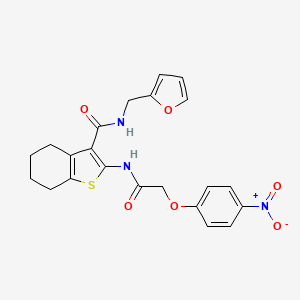 molecular formula C22H21N3O6S B4727280 N-(2-furylmethyl)-2-{[(4-nitrophenoxy)acetyl]amino}-4,5,6,7-tetrahydro-1-benzothiophene-3-carboxamide 