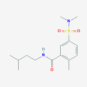 molecular formula C15H24N2O3S B4727397 5-[(dimethylamino)sulfonyl]-2-methyl-N-(3-methylbutyl)benzamide 