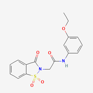 molecular formula C17H16N2O5S B4727450 2-(1,1-dioxido-3-oxo-1,2-benzisothiazol-2(3H)-yl)-N-(3-ethoxyphenyl)acetamide 