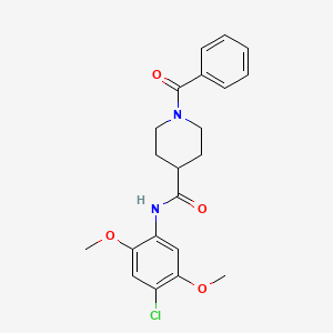 molecular formula C21H23ClN2O4 B4727467 1-benzoyl-N-(4-chloro-2,5-dimethoxyphenyl)-4-piperidinecarboxamide 