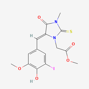 molecular formula C15H15IN2O5S B4727507 methyl [5-(4-hydroxy-3-iodo-5-methoxybenzylidene)-3-methyl-4-oxo-2-thioxo-1-imidazolidinyl]acetate 