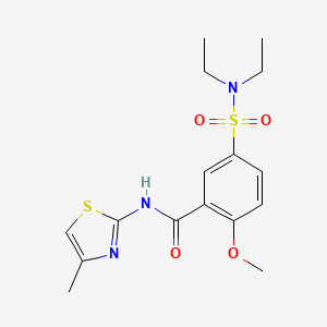 molecular formula C16H21N3O4S2 B4727633 5-[(diethylamino)sulfonyl]-2-methoxy-N-(4-methyl-1,3-thiazol-2-yl)benzamide 