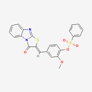 2-methoxy-4-[(3-oxo[1,3]thiazolo[3,2-a]benzimidazol-2(3H)-ylidene)methyl]phenyl benzenesulfonate