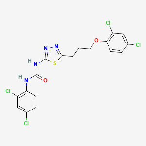 molecular formula C18H14Cl4N4O2S B4727759 N-{5-[3-(2,4-dichlorophenoxy)propyl]-1,3,4-thiadiazol-2-yl}-N'-(2,4-dichlorophenyl)urea CAS No. 6374-44-3