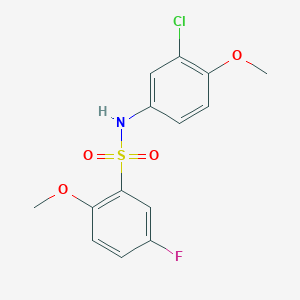 molecular formula C14H13ClFNO4S B4727767 N-(3-chloro-4-methoxyphenyl)-5-fluoro-2-methoxybenzenesulfonamide 