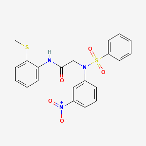 molecular formula C21H19N3O5S2 B4727845 N~1~-[2-(methylthio)phenyl]-N~2~-(3-nitrophenyl)-N~2~-(phenylsulfonyl)glycinamide 