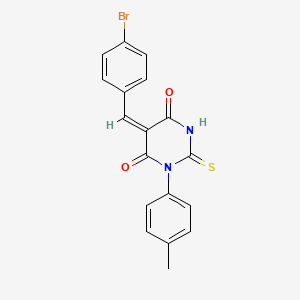 molecular formula C18H13BrN2O2S B4727907 5-(4-bromobenzylidene)-1-(4-methylphenyl)-2-thioxodihydro-4,6(1H,5H)-pyrimidinedione 