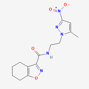 molecular formula C14H17N5O4 B4727916 N-[2-(5-methyl-3-nitro-1H-pyrazol-1-yl)ethyl]-4,5,6,7-tetrahydro-1,2-benzisoxazole-3-carboxamide 