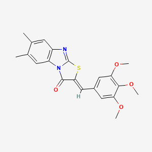 molecular formula C21H20N2O4S B4727939 6,7-dimethyl-2-(3,4,5-trimethoxybenzylidene)[1,3]thiazolo[3,2-a]benzimidazol-3(2H)-one 