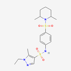 molecular formula C19H28N4O4S2 B4727978 N-{4-[(2,6-dimethyl-1-piperidinyl)sulfonyl]phenyl}-1-ethyl-5-methyl-1H-pyrazole-4-sulfonamide 