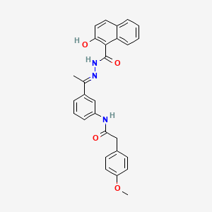 N-{3-[N-(2-hydroxy-1-naphthoyl)ethanehydrazonoyl]phenyl}-2-(4-methoxyphenyl)acetamide