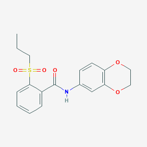 molecular formula C18H19NO5S B4728033 N-(2,3-dihydro-1,4-benzodioxin-6-yl)-2-(propylsulfonyl)benzamide 