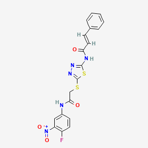 N-[5-({2-[(4-fluoro-3-nitrophenyl)amino]-2-oxoethyl}thio)-1,3,4-thiadiazol-2-yl]-3-phenylacrylamide