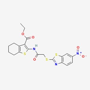 ethyl 2-({[(6-nitro-1,3-benzothiazol-2-yl)thio]acetyl}amino)-4,5,6,7-tetrahydro-1-benzothiophene-3-carboxylate