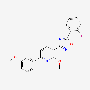 molecular formula C21H16FN3O3 B4728188 3-[5-(2-fluorophenyl)-1,2,4-oxadiazol-3-yl]-2-methoxy-6-(3-methoxyphenyl)pyridine 