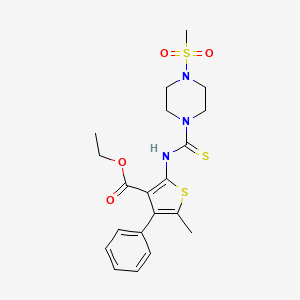 molecular formula C20H25N3O4S3 B4728197 ethyl 5-methyl-2-({[4-(methylsulfonyl)-1-piperazinyl]carbonothioyl}amino)-4-phenyl-3-thiophenecarboxylate 