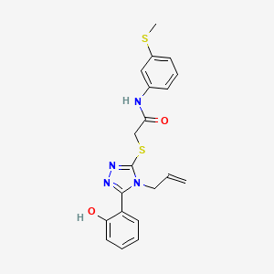 molecular formula C20H20N4O2S2 B4728205 2-{[4-allyl-5-(2-hydroxyphenyl)-4H-1,2,4-triazol-3-yl]thio}-N-[3-(methylthio)phenyl]acetamide 