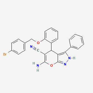 6-amino-4-{2-[(4-bromobenzyl)oxy]phenyl}-3-phenyl-1,4-dihydropyrano[2,3-c]pyrazole-5-carbonitrile