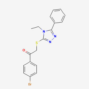 molecular formula C18H16BrN3OS B4728237 1-(4-bromophenyl)-2-[(4-ethyl-5-phenyl-4H-1,2,4-triazol-3-yl)thio]ethanone 