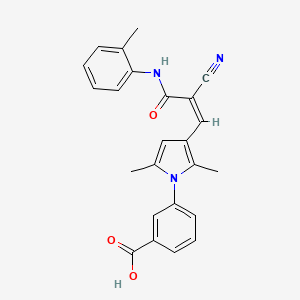 molecular formula C24H21N3O3 B4728266 3-(3-{2-cyano-3-[(2-methylphenyl)amino]-3-oxo-1-propen-1-yl}-2,5-dimethyl-1H-pyrrol-1-yl)benzoic acid 